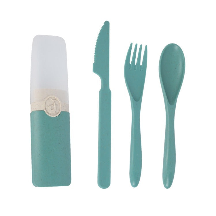 Wheat Straw Plastic Knife, Fork, Spoon Tableware Set, Minimalist Portable Tableware For Outdoor Student Cafeteria