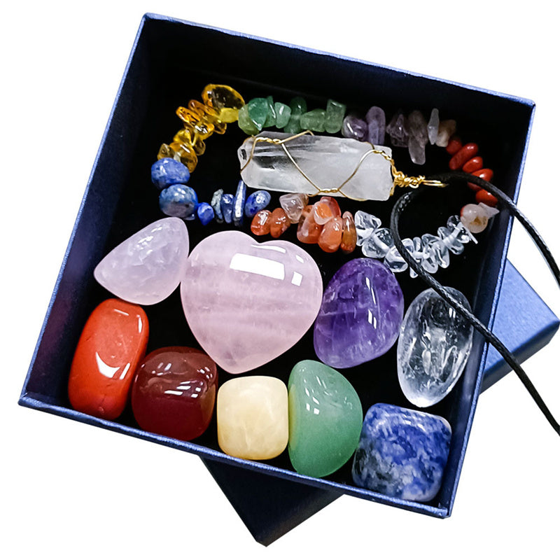 11pcs/Set Natural Healing Crystal Stone Chakras Bracelet Quartz Mineral Ornaments Crafts