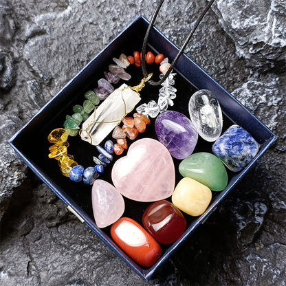 11pcs/Set Natural Healing Crystal Stone Chakras Bracelet Quartz Mineral Ornaments Crafts