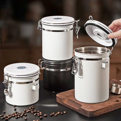 1.5L Coffee Bean Tank Container Vacuum One-Way Exhaust Stainless Steel Sealed Milk Powder Tea Tank