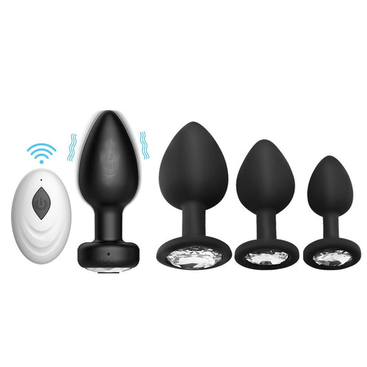 Rechargeable 10-Frequency Vibrating Anal Plug Set g-Spot Posterior  beauty Stimulation Silicone Male Masturbation Erotic Sex Toys