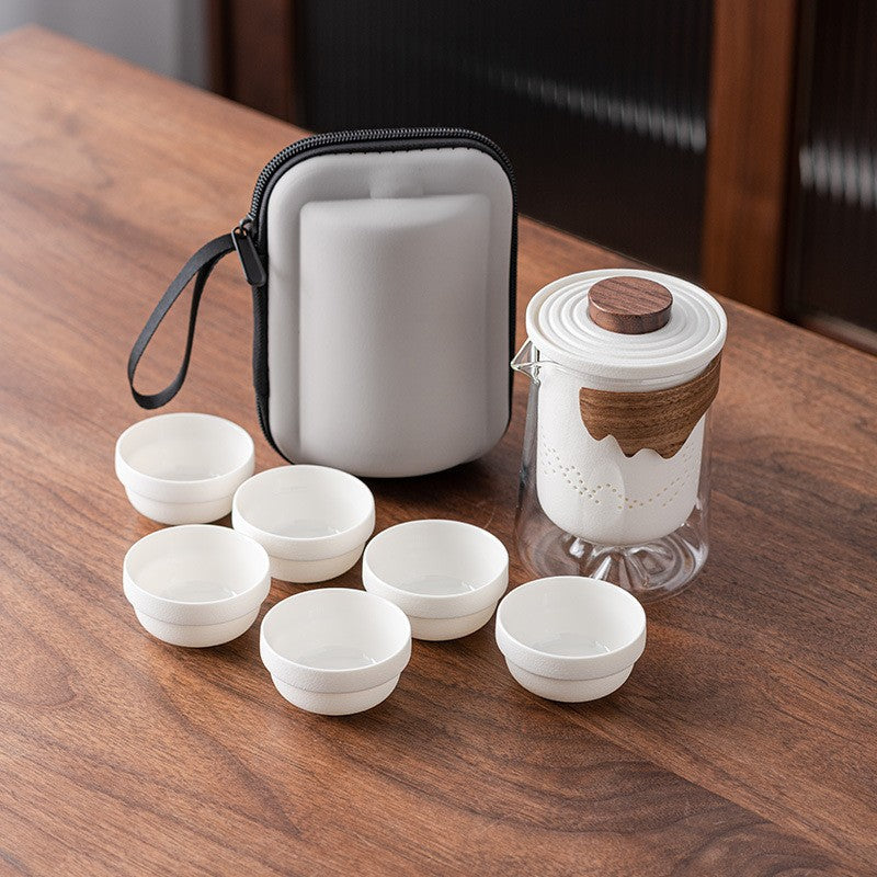 Express Cup Portable Outdoor Tea Pot Travel Tea Set Ceramic Tea Cup