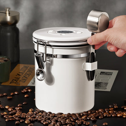 1.5L Coffee Bean Tank Container Vacuum One-Way Exhaust Stainless Steel Sealed Milk Powder Tea Tank