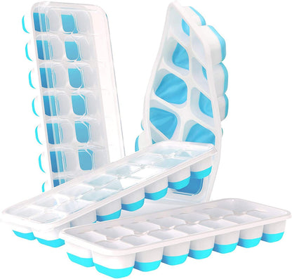 14 Square Ice Cube with Cover, Food Grade Soft Bottom Diy Ice Cube Mold, Ice Box, Ice Clip Set