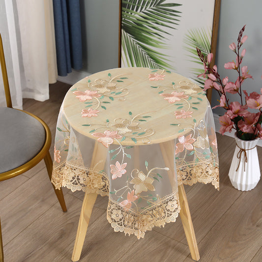 Lace Floral Embroidered Tablecloth Household Dining Table Cloth Multi-function Dust-proof Covers