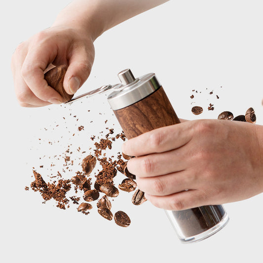 Coffee Grinder, Hand Grinder, Stainless Steel Grinder, Hand Grinder for Coffee Beans, Wood Grain, Portable Household Use