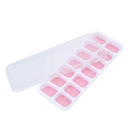 14 Square Ice Cube with Cover, Food Grade Soft Bottom Diy Ice Cube Mold, Ice Box, Ice Clip Set